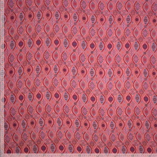 Viskose mit leichter Struktur, Blumen-Paisley-Druck, lachs